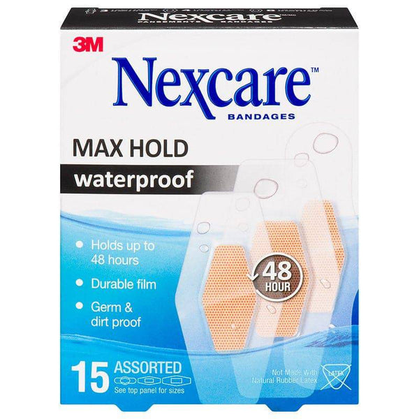 3M Nexcare Max Hold Waterproof Bandages 15 Assorted