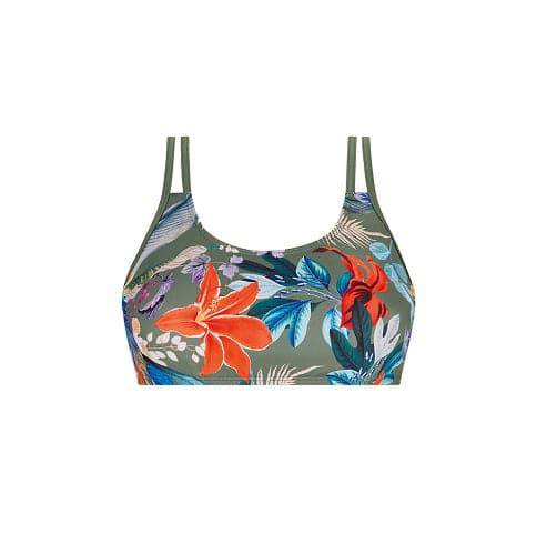 MALILA - Set of 3: Long-Sleeve Swim Top + Leaf Print Bikini Top +