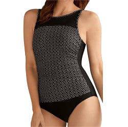 Amoena Ayon Half Bodice Swimsuit, Black/White - DISCONTINUED - Select Sizes  Available