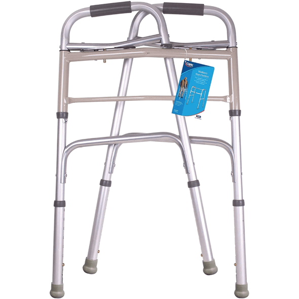 Carex Folding Walker with Wheels - Height Adjustable 30-37