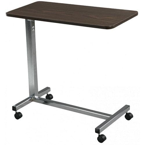 Drive Medical Non Tilt Top Overbed Table with Walnut Top