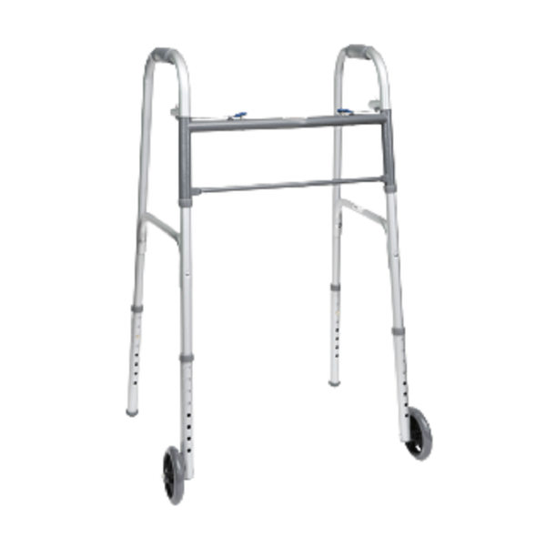 ProBasics Adult Two Button Release Steel Folding Walker with 5" Wheels