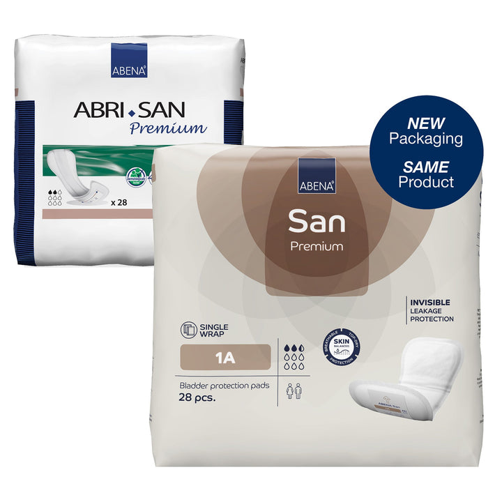 Abena Abri San Pads 1A Old vs New Label