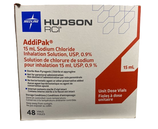 Addipak Sodium Chloride Inhalation Solution Unit Dose Vials 15mL x 48 Vials