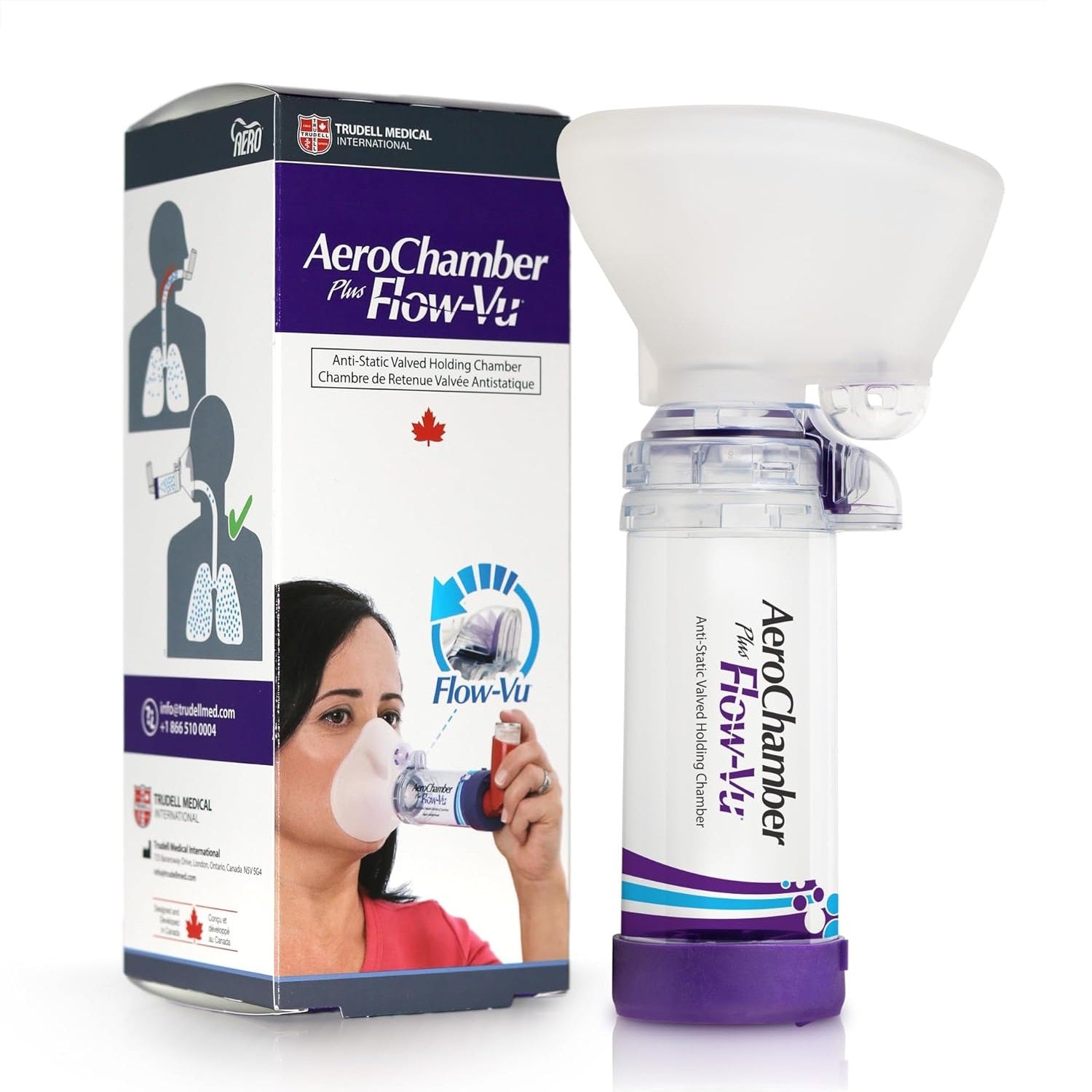Aerochamber Flow-Vu Adult Spacer (Small Mask) - Inhaler Aid