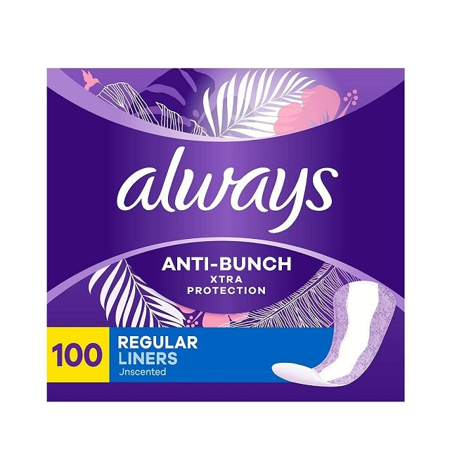 Always Anti-Bunch Xtra Protection Daily Liners Regular Unscented 100 Liners