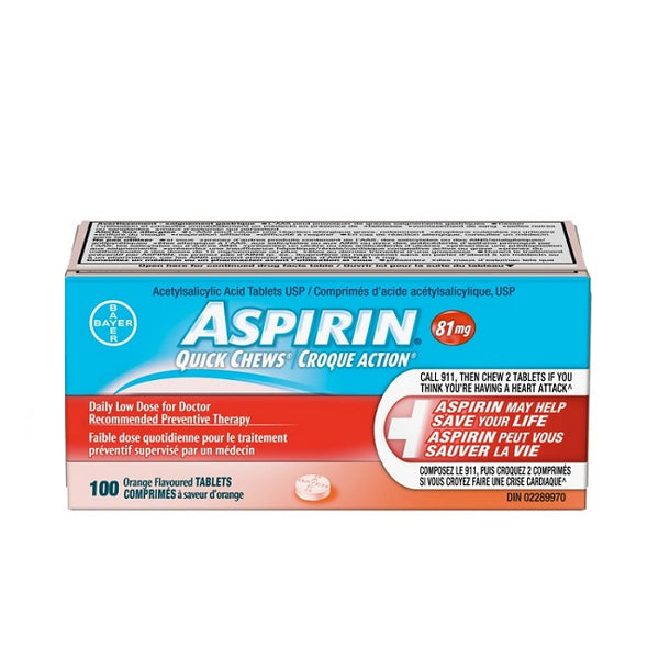 Aspirin Quick Chews Daily Low Dose Orange Flavour 81mg