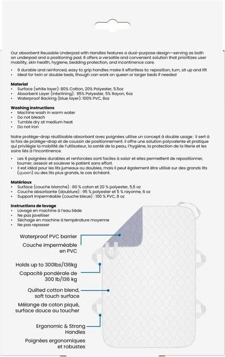 BIOS Medical Large Reusable Positioning Underpad with 6 Handles