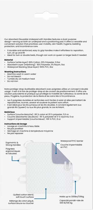 BIOS Medical Medium Reusable Positioning Underpad with 6 Handles