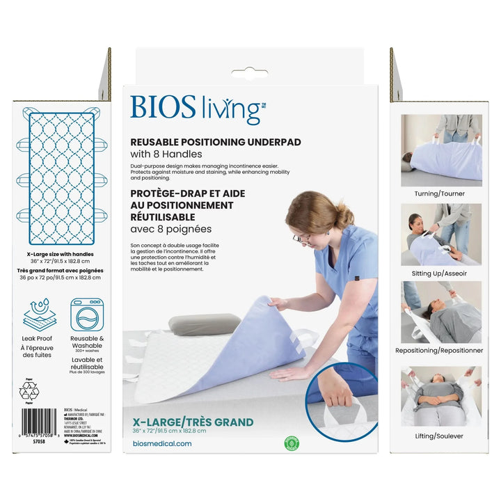 BIOS Medical Reusable Positioning Underpad with 8 handles - X-Large