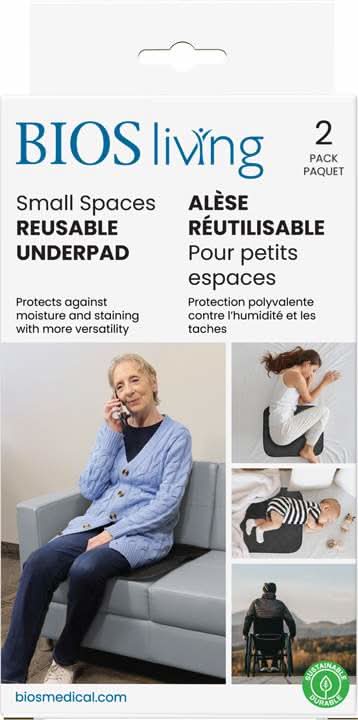 BIOS Medical Small Spaces Reusable Underpad 2 Pack