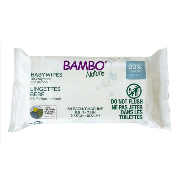 Bambo Nature Tidy Bottom Eco-Friendly Baby Wet Wipes 64 Count
