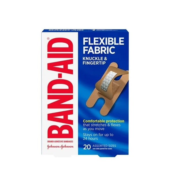 Band-Aid Adhesive Bandages Flexible Fabric Knuckle & Fingertip 20 Bandages