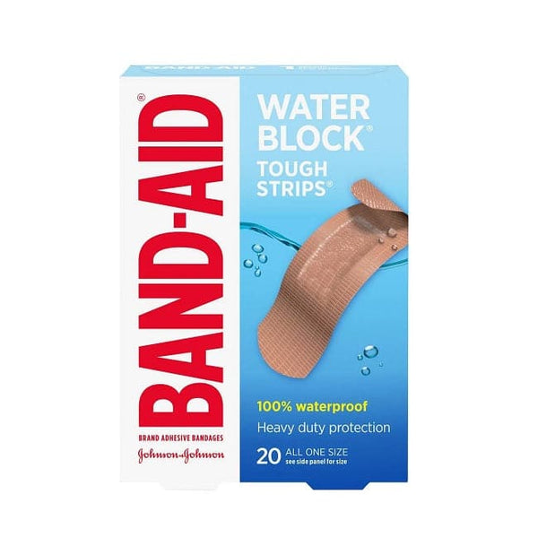 Band-Aid Adhesive Bandages Water Block Tough Strips 20 Bandages