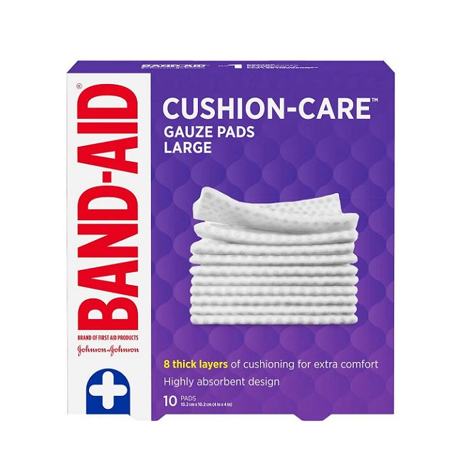 Band-Aid Cushion Care Gauze Pads Large 10 Pads