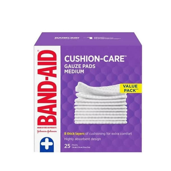 Band-Aid Cushion Care Gauze Pads Medium 25 Pads