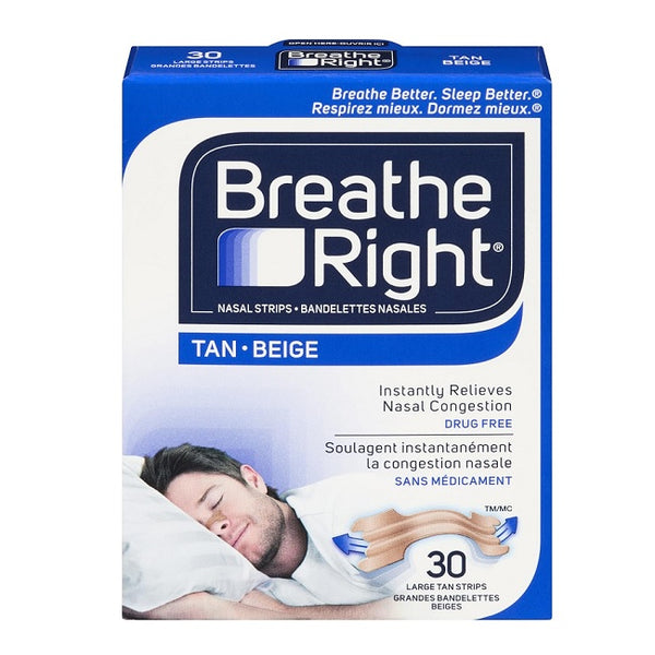 Breathe Right Nasal Strips Tan Large Size 30 Strips