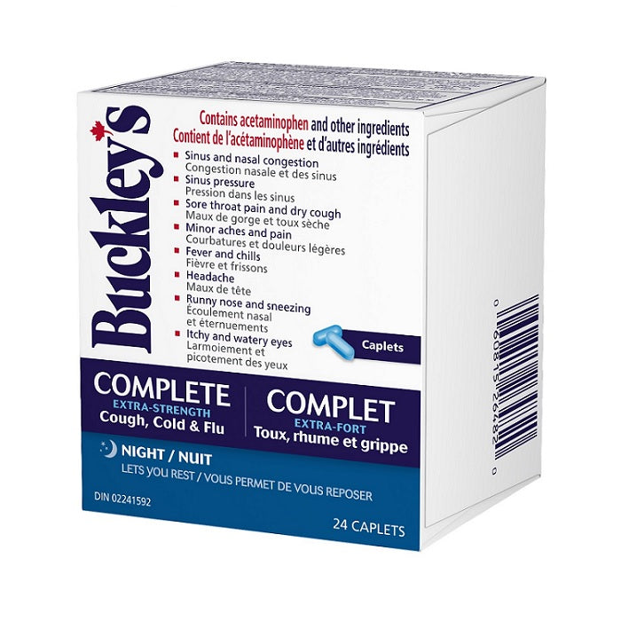 Cold Complete Formula Caplets Buckley's Night Relief: Sleep Through Cold & Flu