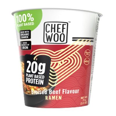 Chef Woo Plant Based Protein Ramen Braised Beef Flavour 71g ...