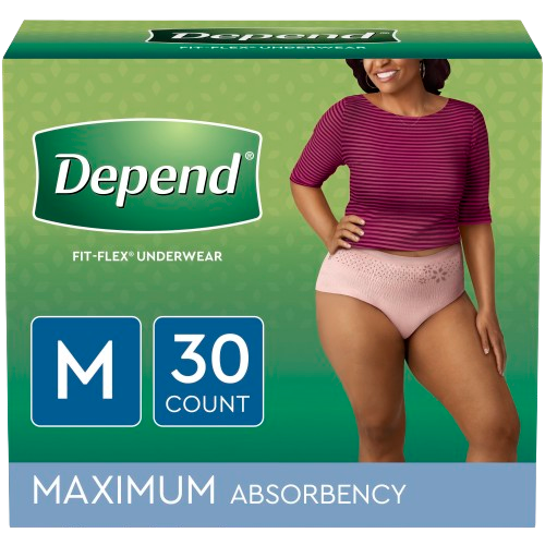 Depend Fit-Flex Underwear Maximum Absorbency Women Blush Medium 30 Ct - Halohealthcare