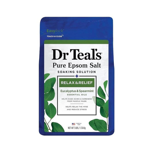 Dr Teal's Pure Epsom Salt Soaking Solution Relax & Relief Eucalyptus & Spearmint 1.36kg