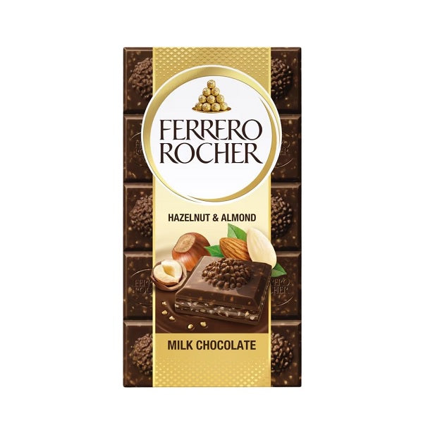 Ferrero Rocher Milk Hazelnut & Almond Chocolate Bar 90g