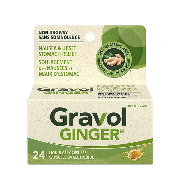 Gravol Ginger Nausea Relief Non Drowsy 24 Liquid Gel Capsules