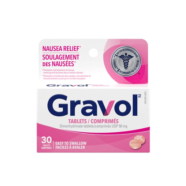 Gravol Nausea Relief Easy to Swallow Tablets 50mg
