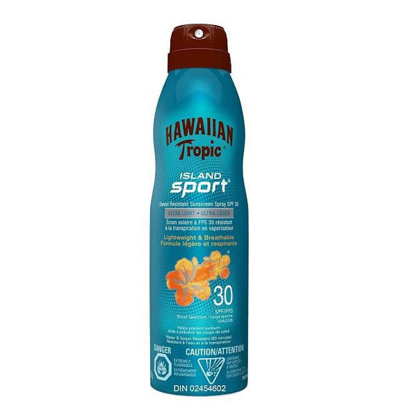 Hawaiian Tropic Island Sport Sweat Resistant Sunscreen Spray SPF 30 170g