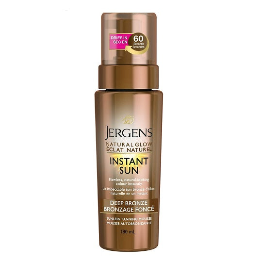 JERGENS Natural Glow Sunless Tanning Mousse Deep Bronze Instant Sun 180mL