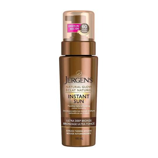 JERGENS Natural Glow Sunless Tanning Mousse Ultra Deep Bronze Instant Sun 180mL