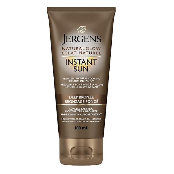 JERGENS Natural Glow Sunless Tanning Moisturizer  + Bronzer -Deep Bronze Instant Sun 180mL