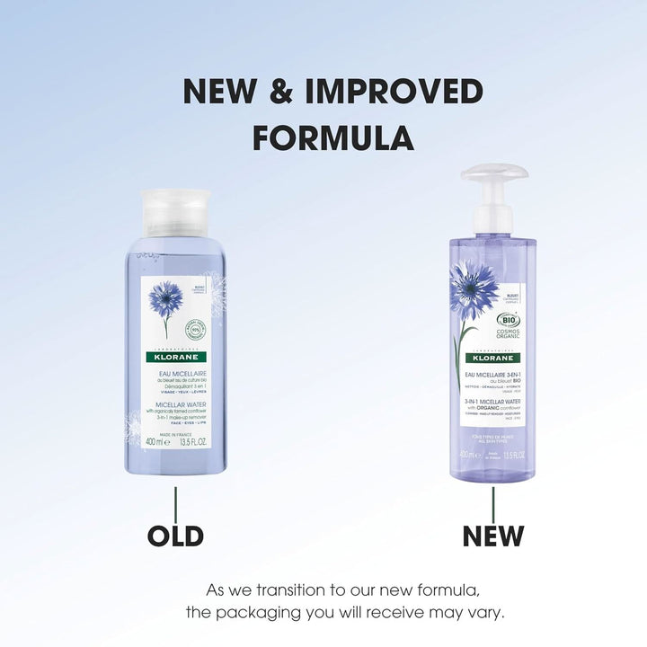 Klorane 3 In 1 Micellar Water With Organically Farmed Cornflower 400mL - HaloHealthcare.com