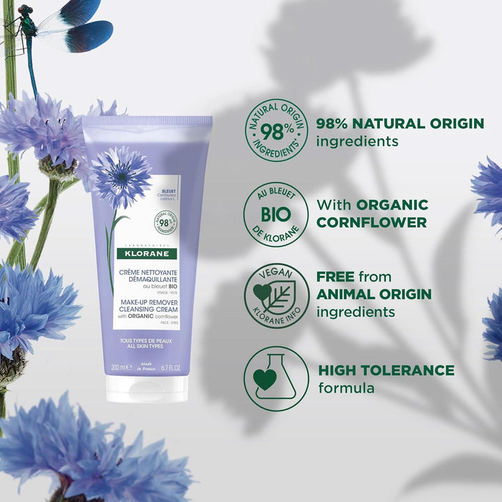 Klorane Make-up Remover Cleansing Cream With Organic Cornflower 200mL - HaloHealthcare.com