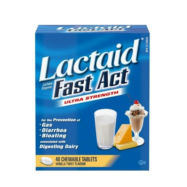 Lactaid Fast Act Chewable Vanilla Twist Flavour 40 Tablets