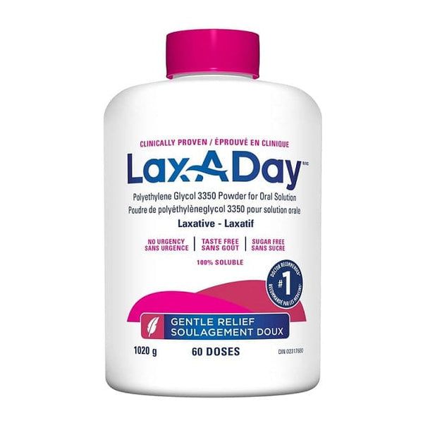 Lax-A-Day Laxative Polyethylene Glycol Powder For Oral Solution 1020g 60 Doses