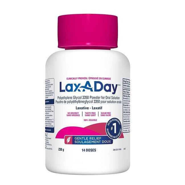 Lax-A-Day Laxative Polyethylene Glycol Powder For Oral Solution 238g 14 Doses