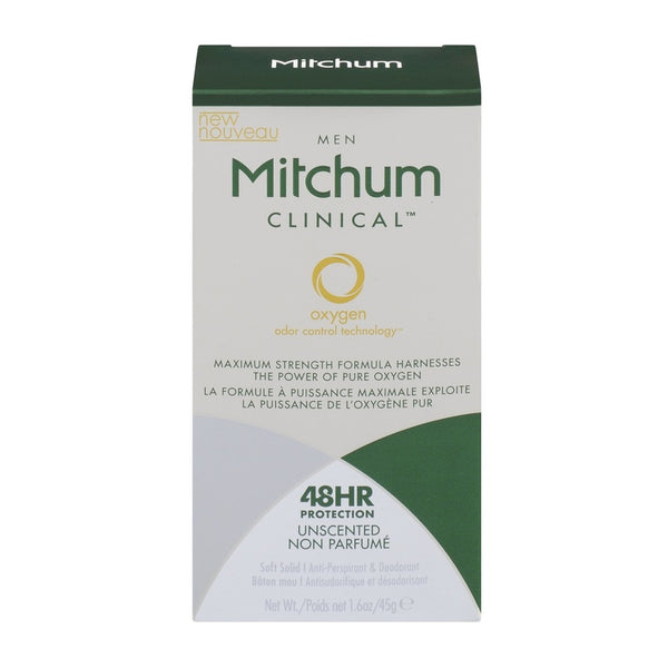 Mitchum Men Clinical Soft Solid Anti-Perspirant & Deodorant Unscented 45g
