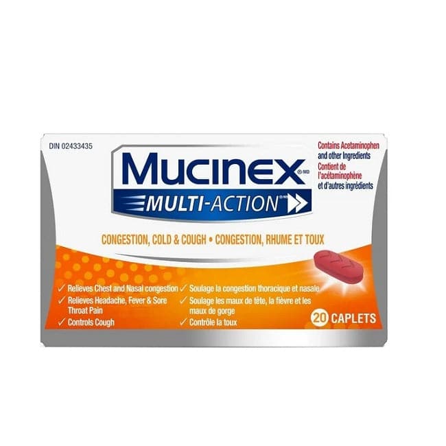 Mucinex Mult-Action Congestion, Cold & Cough 20 Caplets