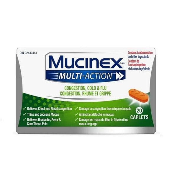 Mucinex Multi-Action Congestion, Cold & Flu 20 Caplets