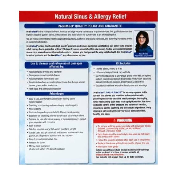 Neilmed Instructions.pdf NeilMed Sinus Rinse: 50 Premixed Packets Kit