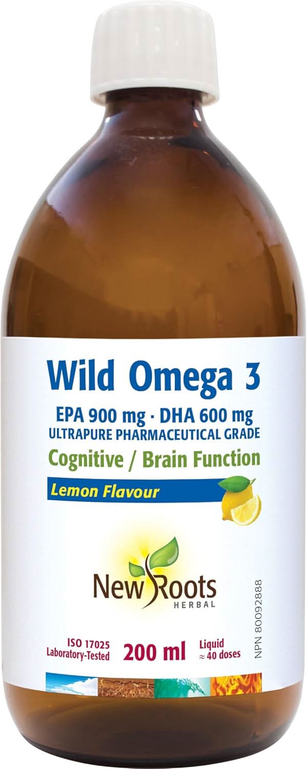 New Roots Herbal Wild Omega 3 EPA 900mg DHA 600mg Lemon Flavour 200ml