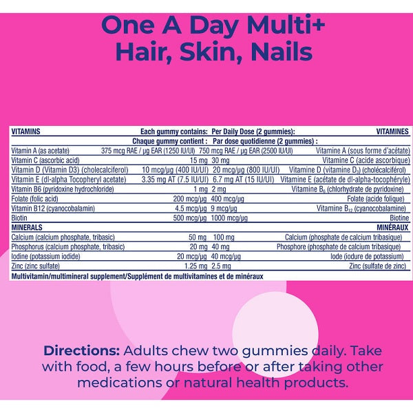 One A Day Multi+ Hair, Skin & Nails Support Complete Multivitamin Gummies