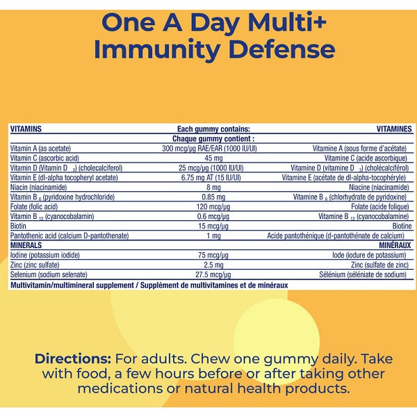 One A Day Multi+ Immunity Defence Complete Multivitamin for Adults Gummies