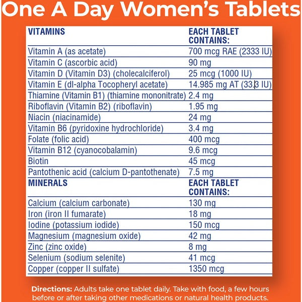 Multi Nutrition One A Day Women's Complete Multivitamins - 90 Tablets