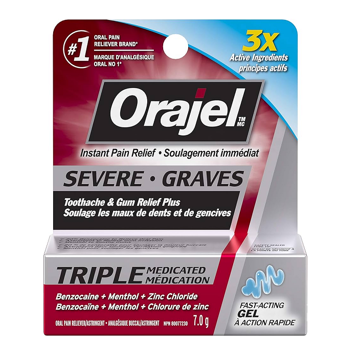 Orajel Severe Toothache & Gun Relief Plus 3X Medicated Gel 7.0g