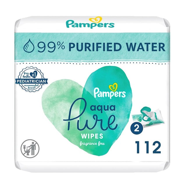 Pampers Purified Water Aqua Baby Wipes 112