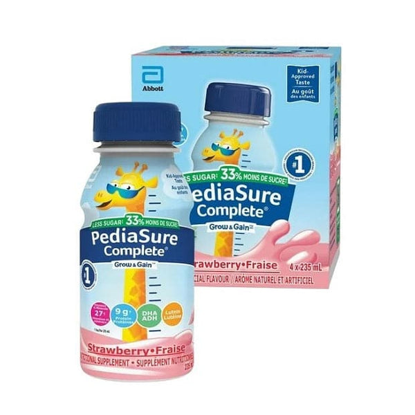 PediaSure Complete Grow & Gain 33% Less Sugar Strawberry 4x235mL