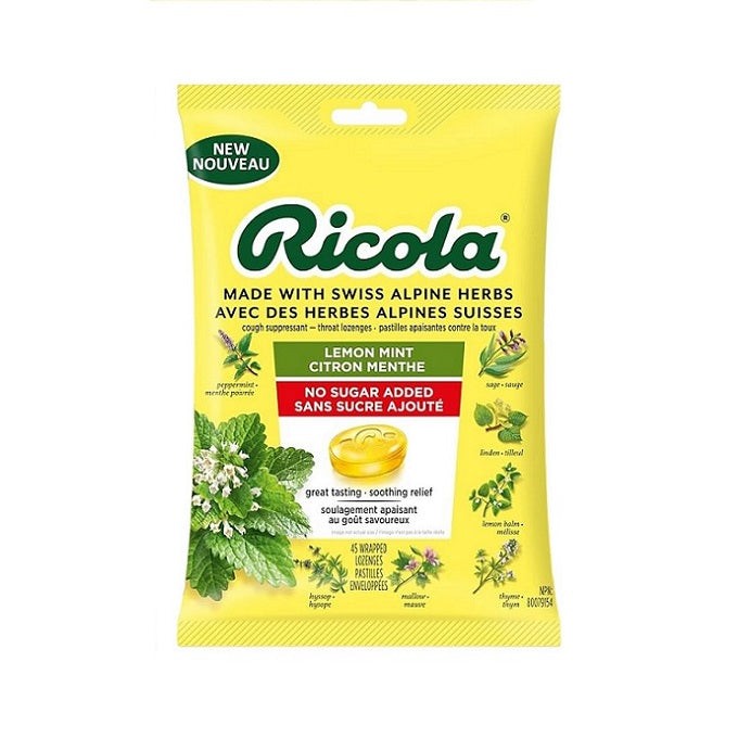 Ingredients Ricola Lemon Ricola Lemon Mint No Sugar Added 45 Drops -Soothing Relief