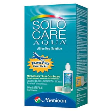 SoloCare Aqua All-In-One Solution Travel Pack 90mL - HaloHealthcare.com